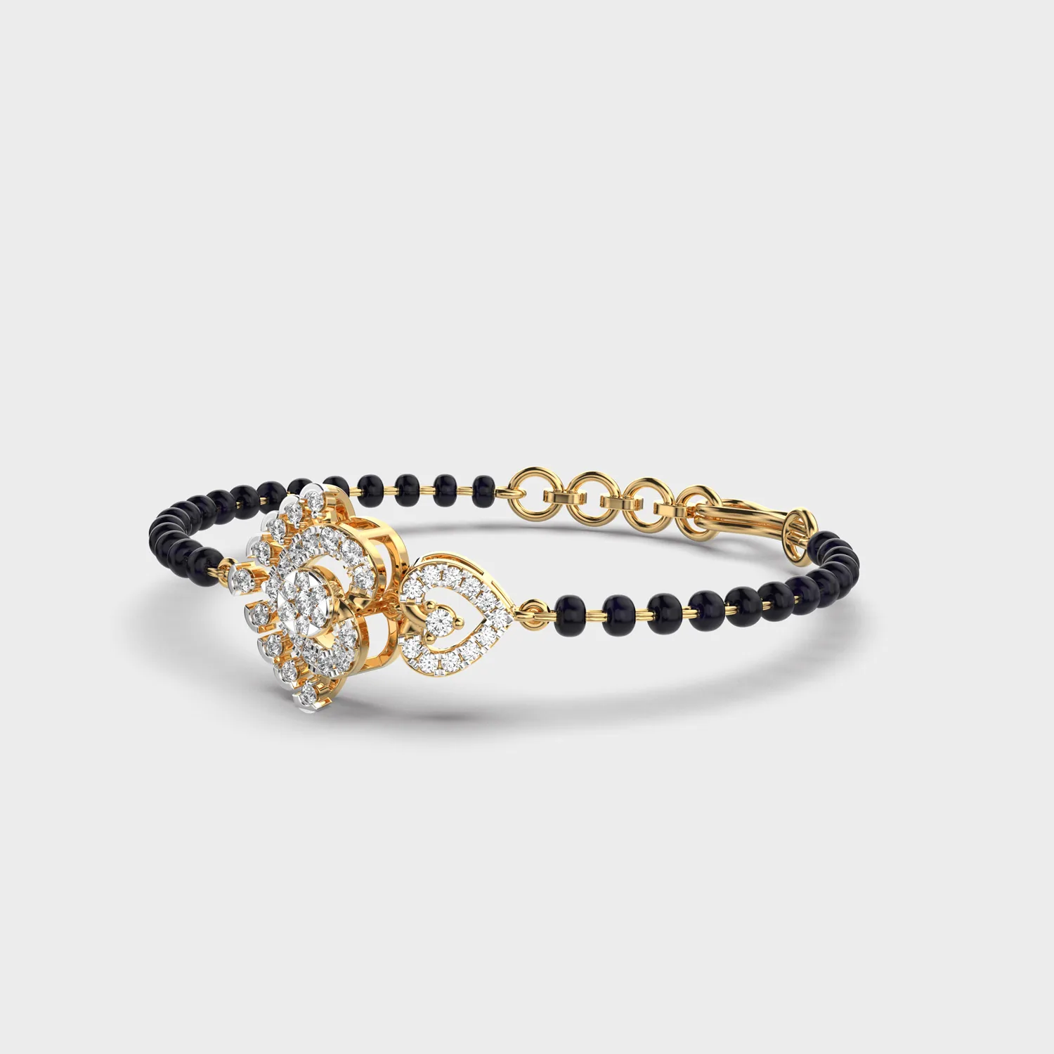 Fanfare Feather Black Beaded Diamond Bracelet – alternate view