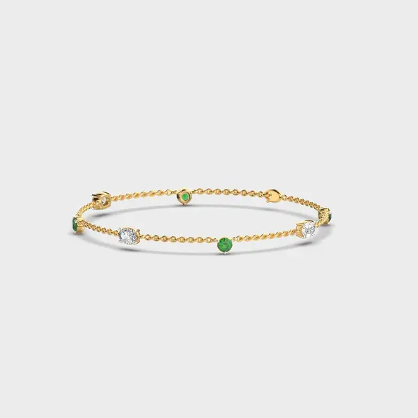 Minimal Artemis Green Dot Stone Diamond Bracelet – alternate view