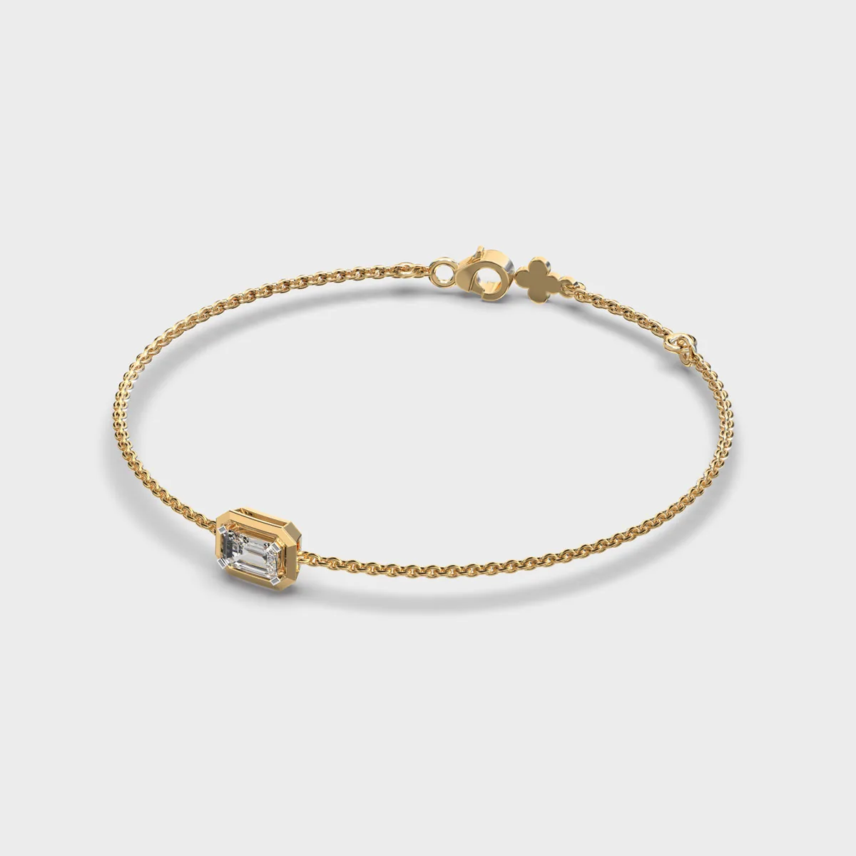 Minimal Everyday Emerald Diamond Bracelet – alternate view