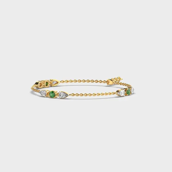 Minimal Green Stone Adele Diamond Bracelet – alternate view