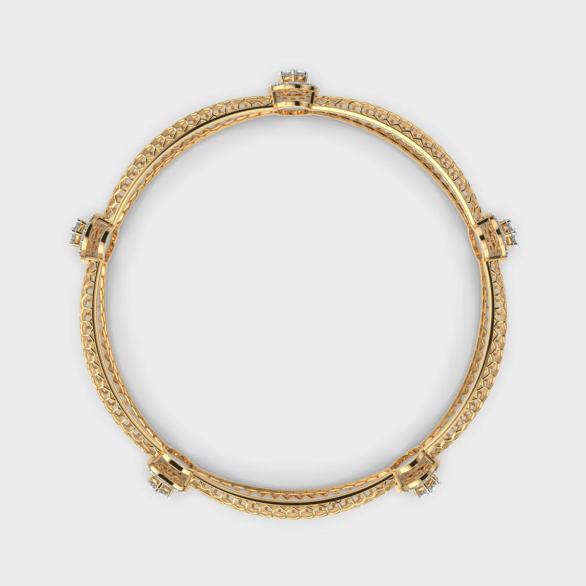 Ornate Mesh Filigree Diamond Bangle