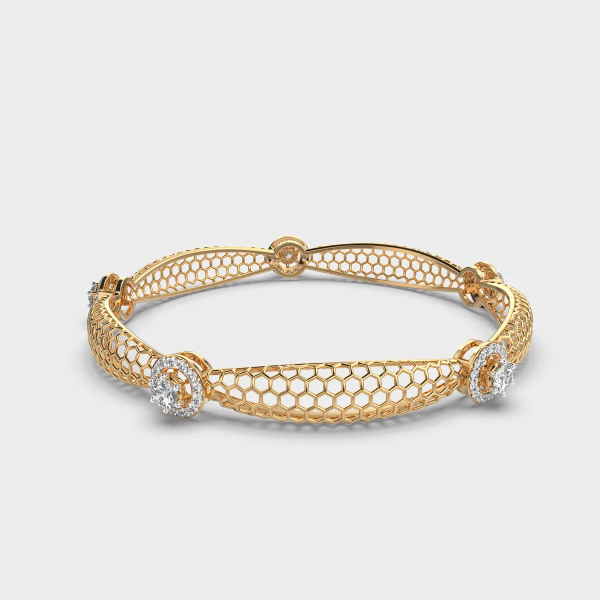 Ornate Mesh Filigree Diamond Bangle – alternate view