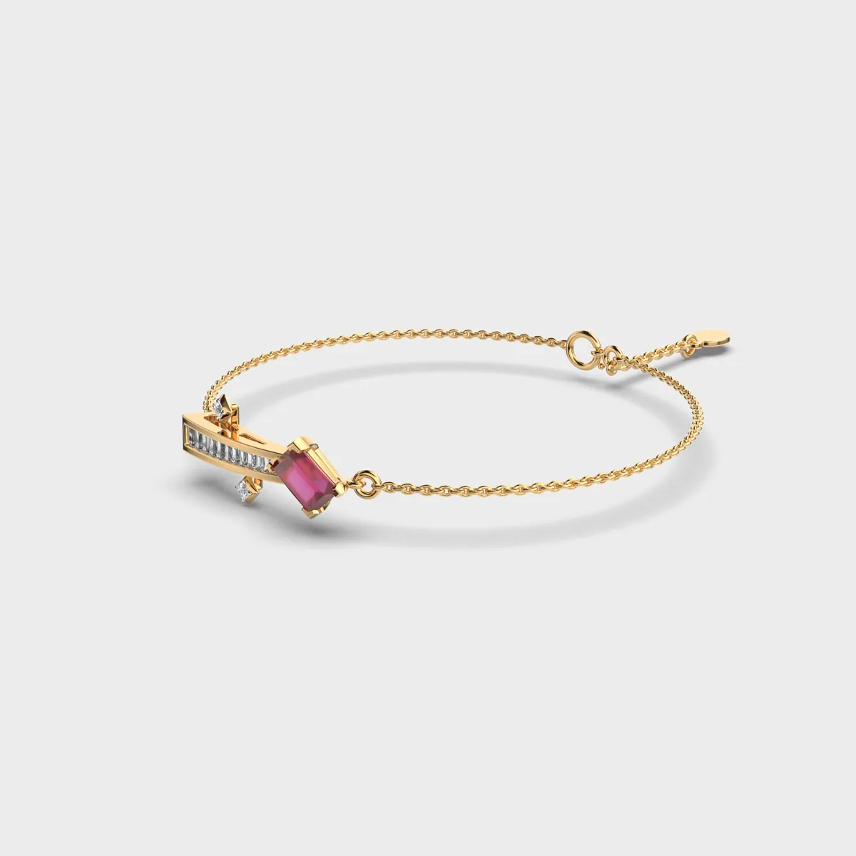 Pretty Pink Geometric Stone Diamond Bracelet – alternate view
