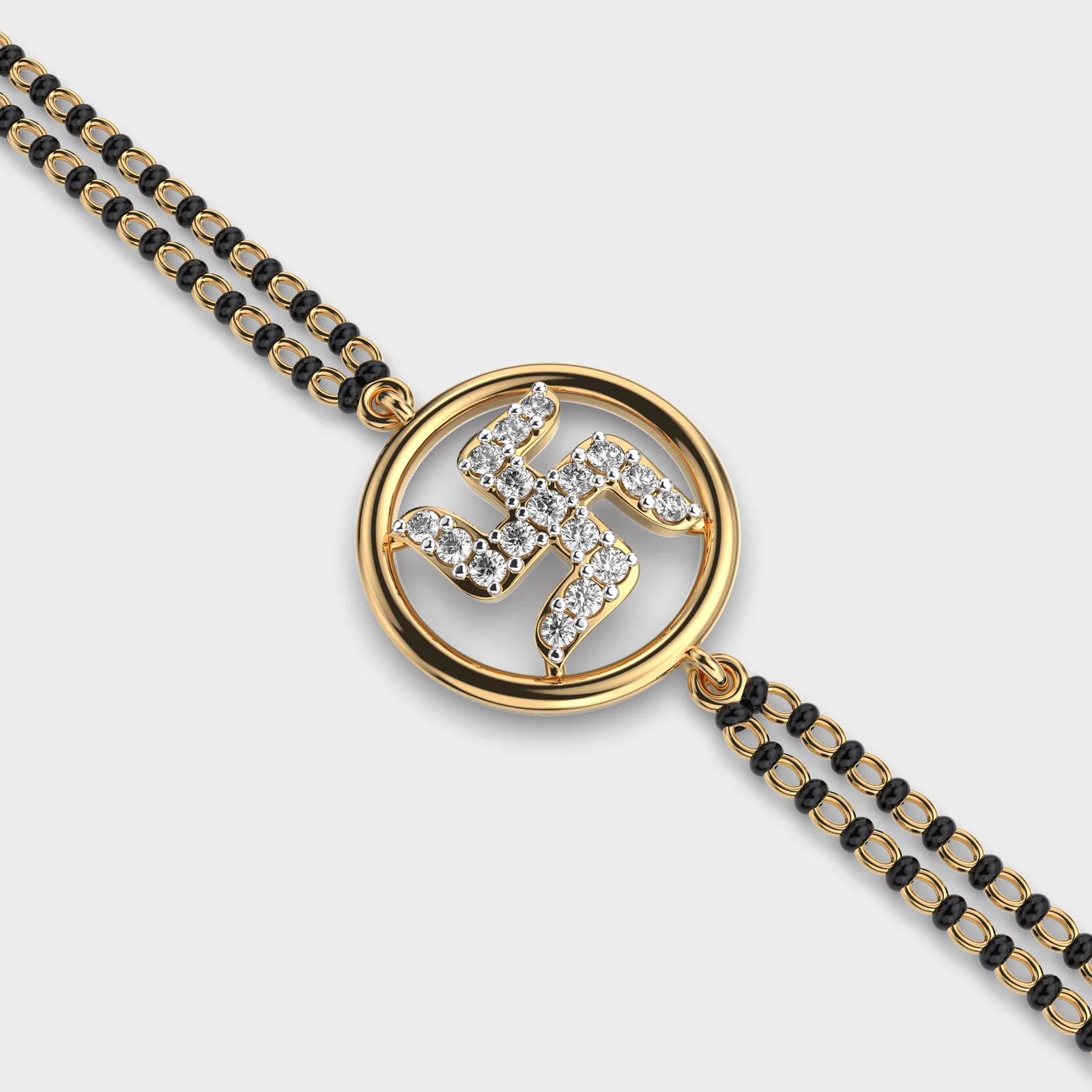 Swastika Diamond Mangalsutra Bracelet – alternate view