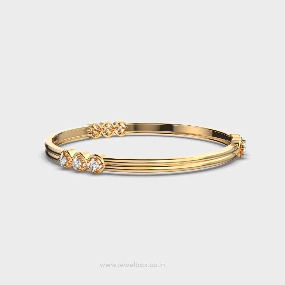 Three Diamond Sleek Bangle – alternate view