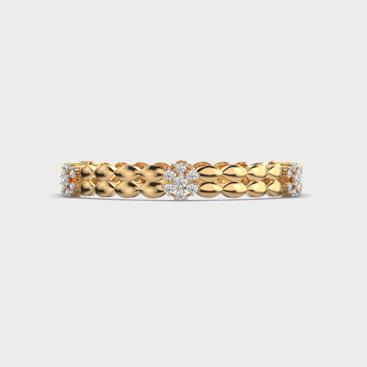 Wheat Row Blossom Diamond Bangle
