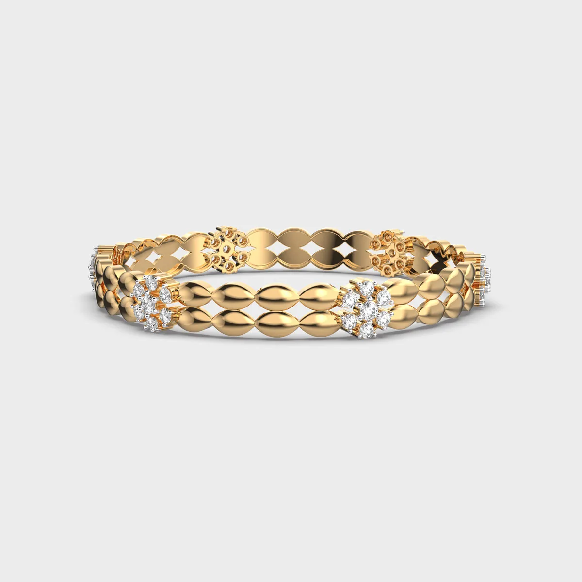 Wheat Row Blossom Diamond Bangle – alternate view