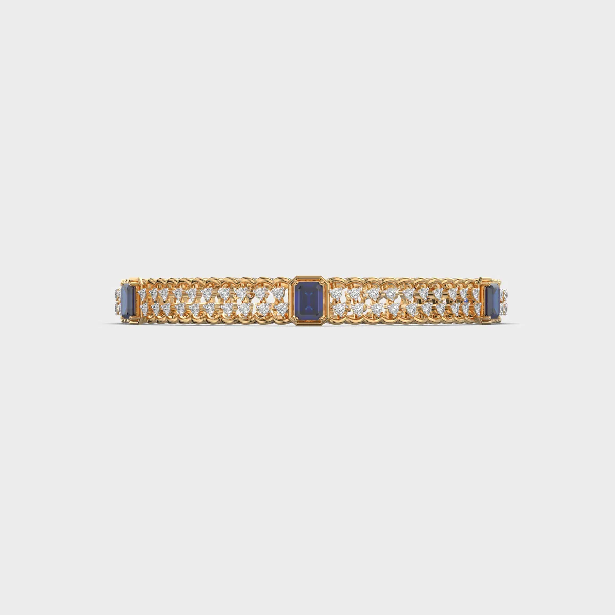 Woven Link Blue Station Diamond Bangle