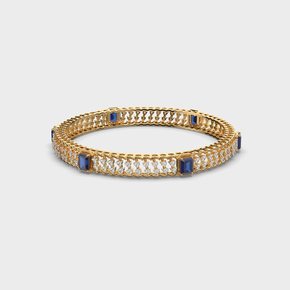 Woven Link Blue Station Diamond Bangle – alternate view