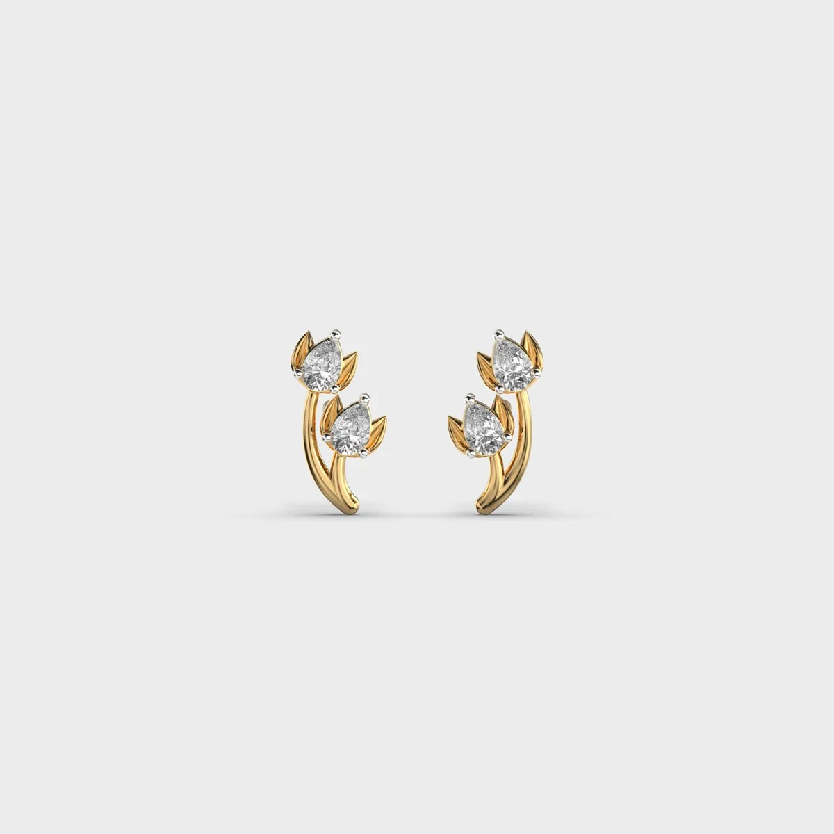 Blooming Minimal Tulip Diamond Ear Studs