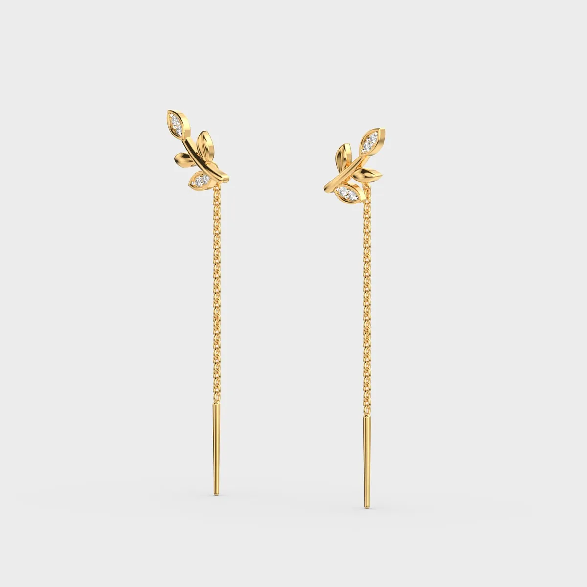 Botanical Leaf Diamond Sui Dhaga Earrings – alternate view