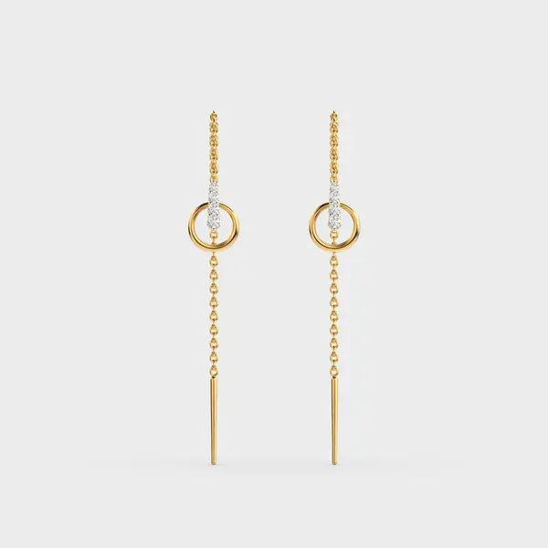 Circular Elegance Diamond Sui Dhaga Earrings