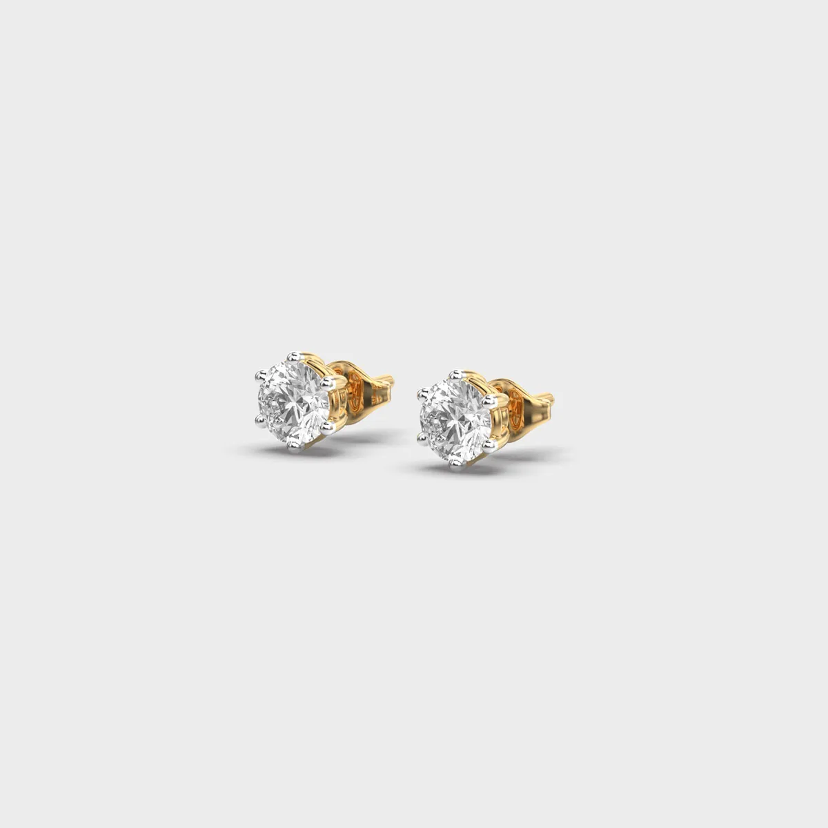 Classic Elegance Round Diamond Solitaire Studs – alternate view