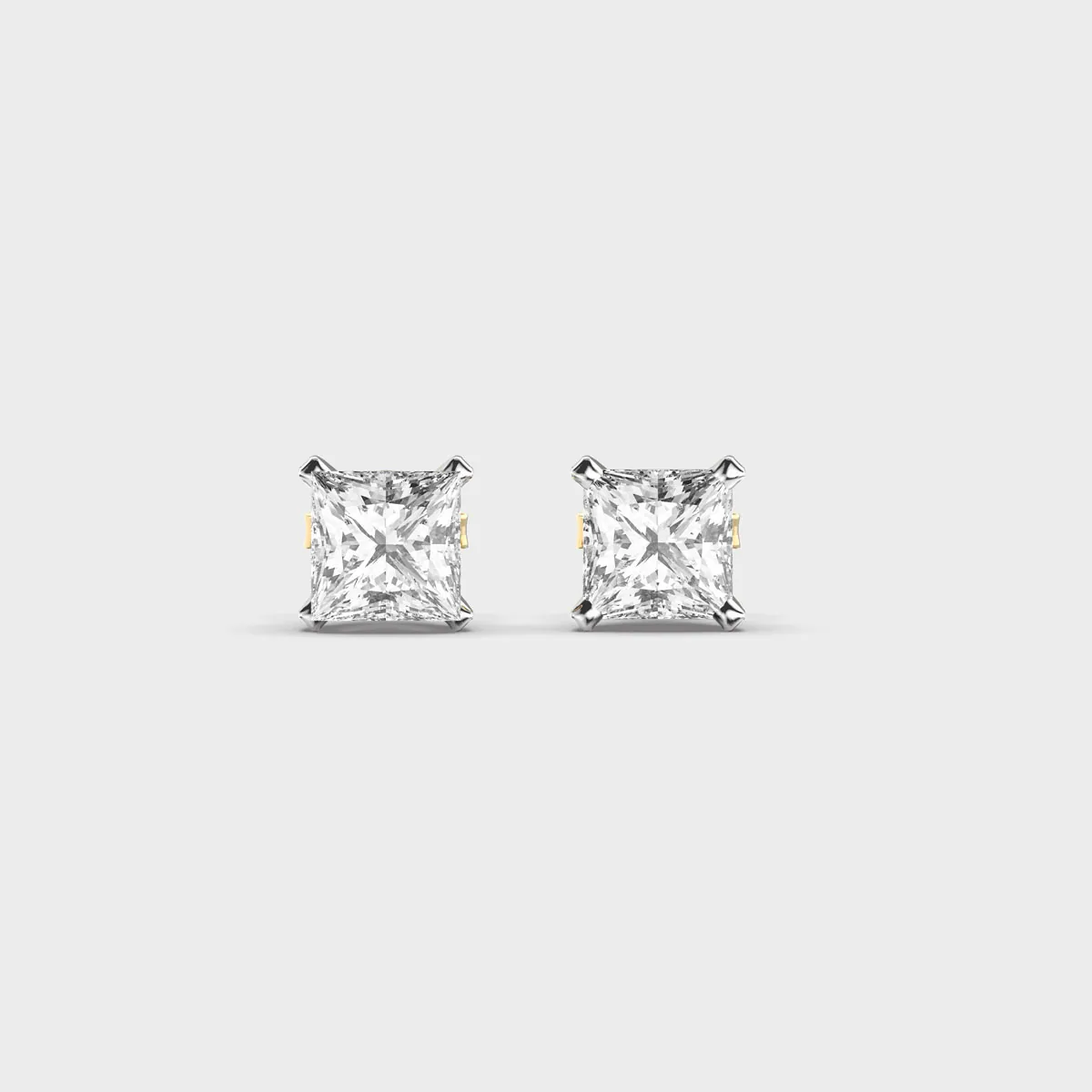 Classic English Princess Cut Diamond Studs