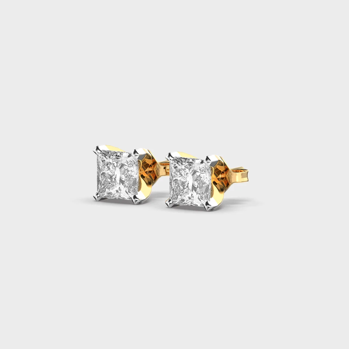 Classic English Princess Cut Diamond Studs – alternate view