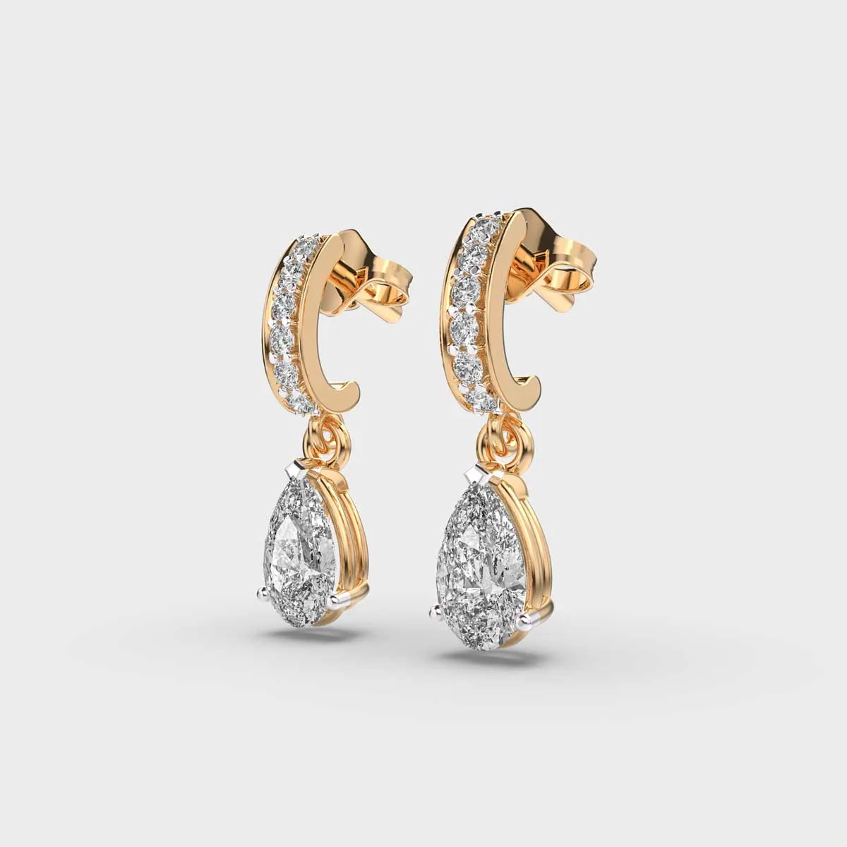 Classic Hanging Pear Diamond Drop Earrings – alternate view