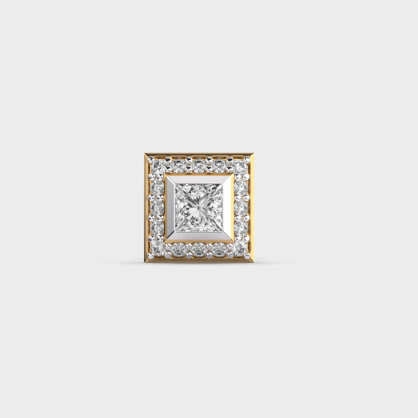 Classic Square Princess Diamond Stud For Men