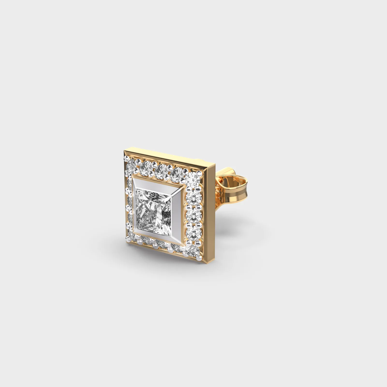 Classic Square Princess Diamond Stud For Men – alternate view