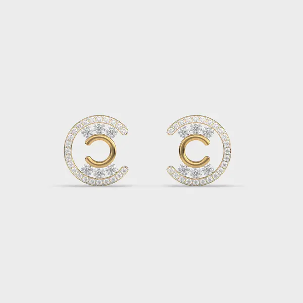 Concentric Ring Crescent Core Diamond Studs
