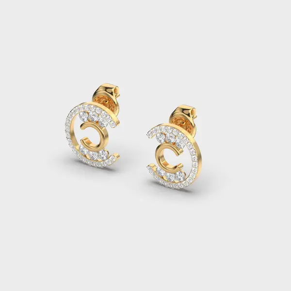 Concentric Ring Crescent Core Diamond Studs – alternate view