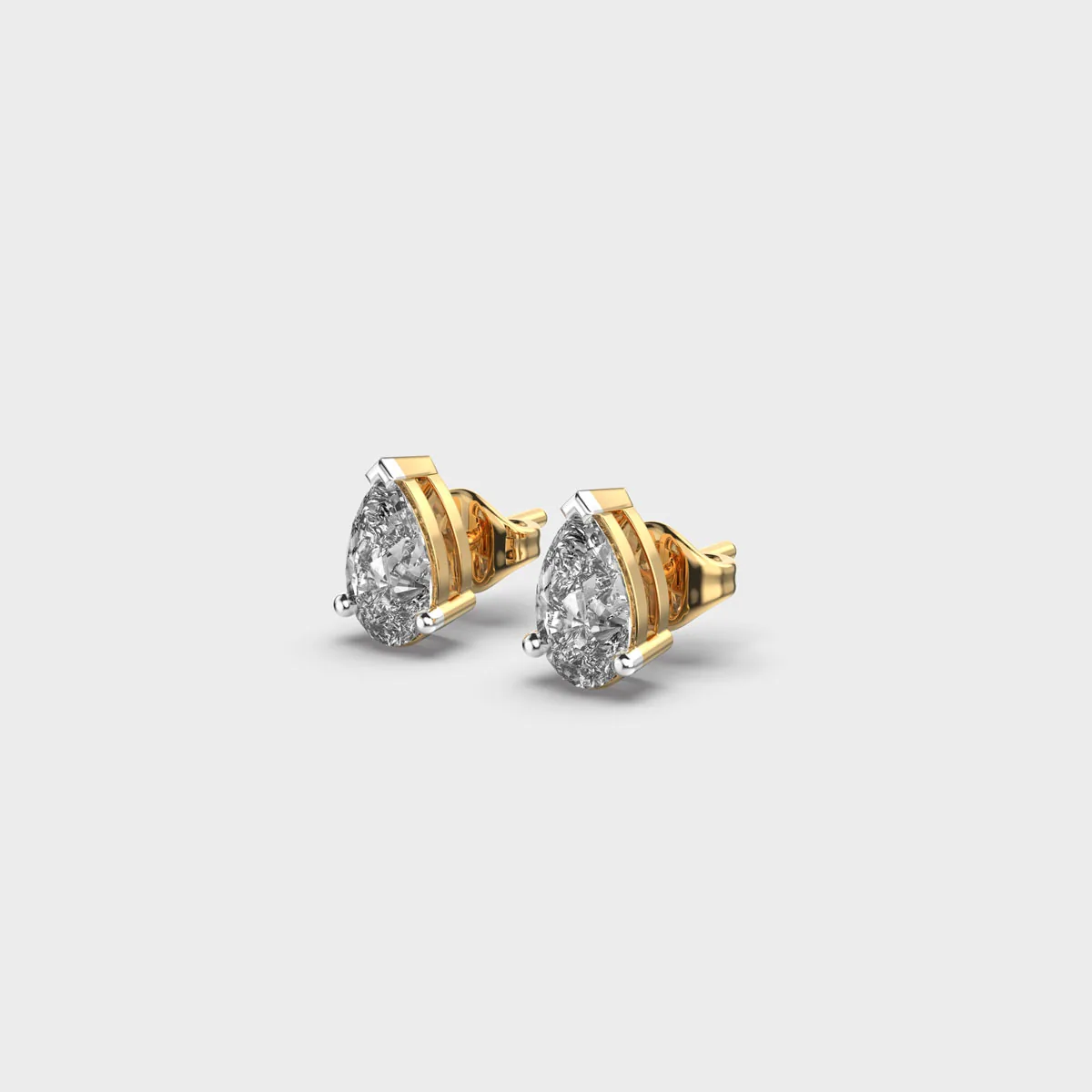 Dainty Pear Cut Diamond Studs – alternate view