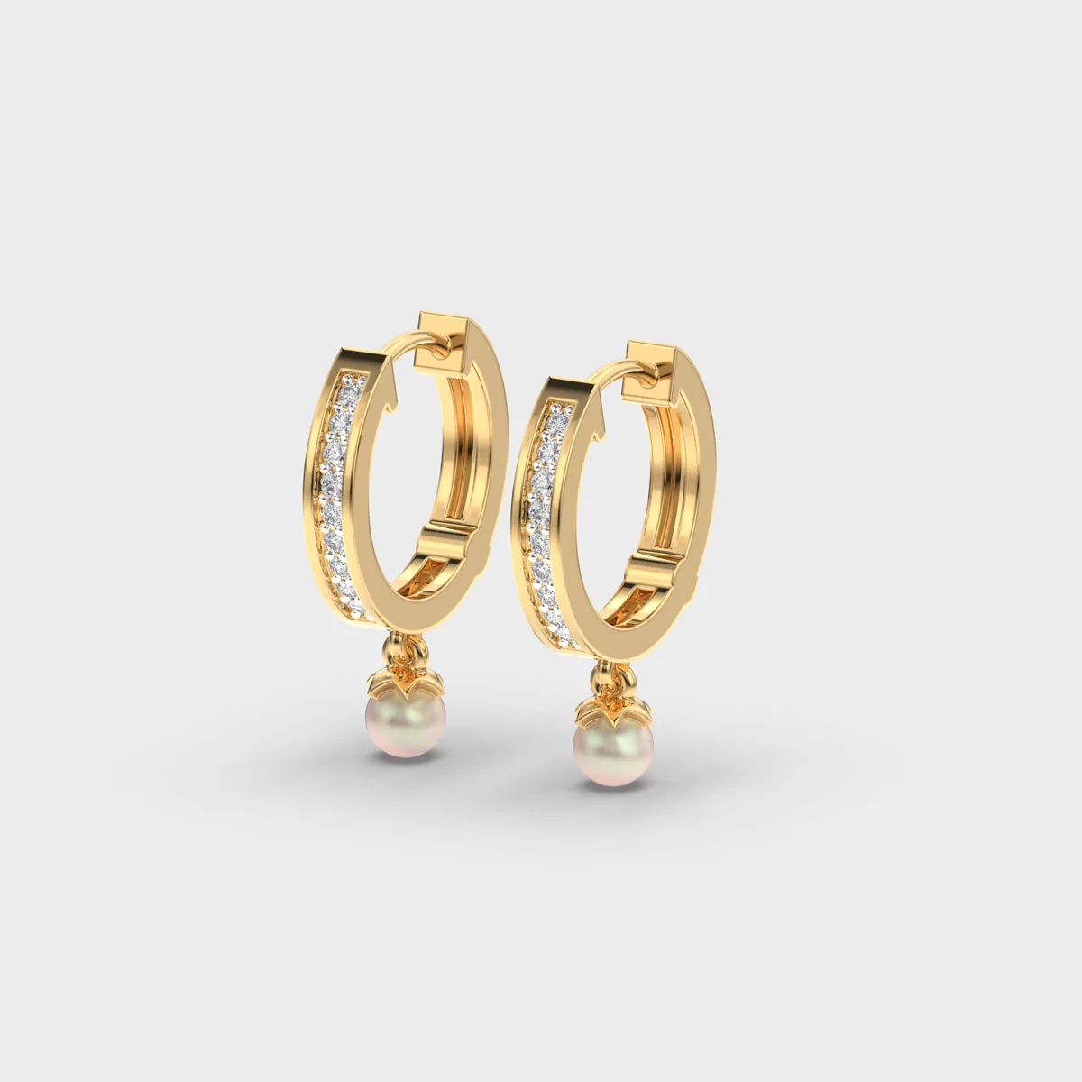 Diamond Bar Pearl Drop Huggies – alternate view