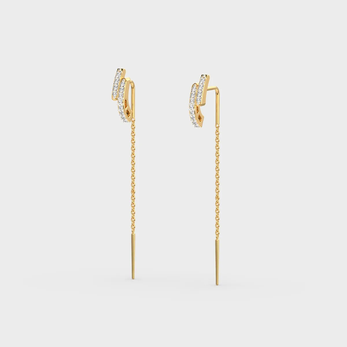Dual Bar Diamond Sui Dhaga Earrings – alternate view