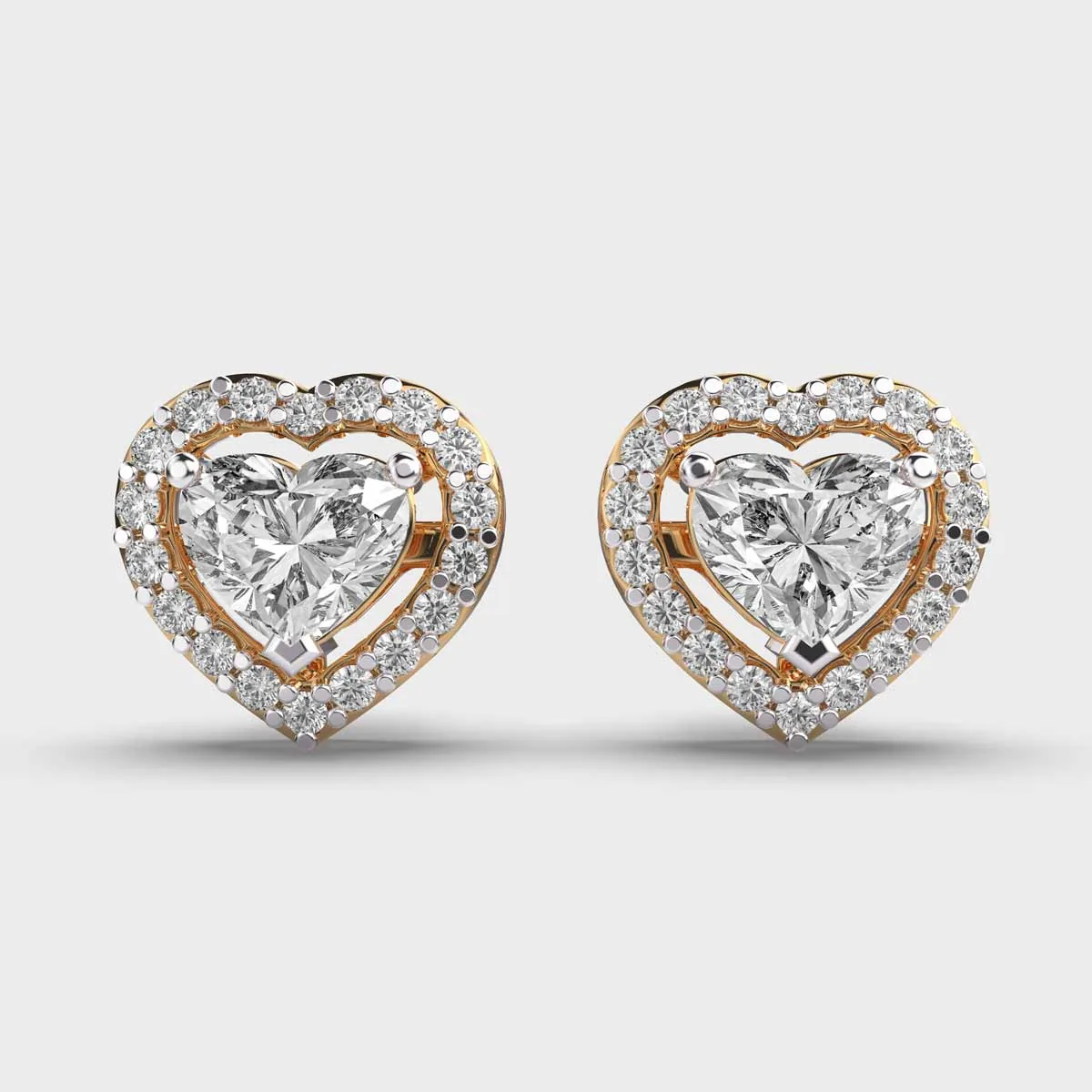 Halo Heart Cut Diamond Earstuds