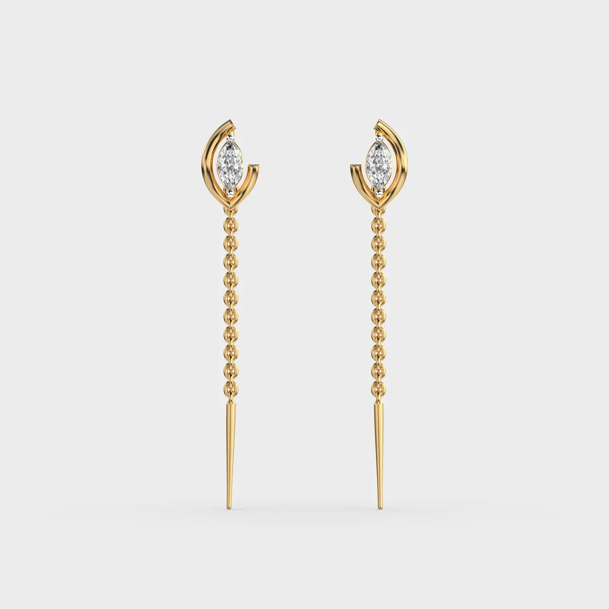 Marquise Petal Frame Sui Dhaga Diamond Earrings