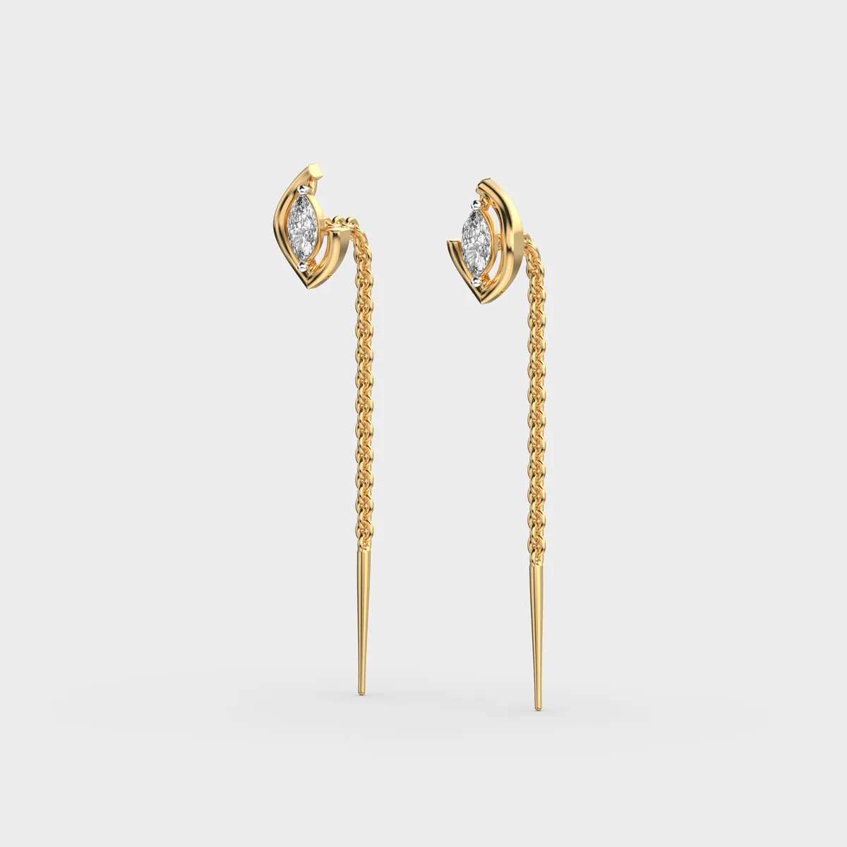 Marquise Petal Frame Sui Dhaga Diamond Earrings – alternate view