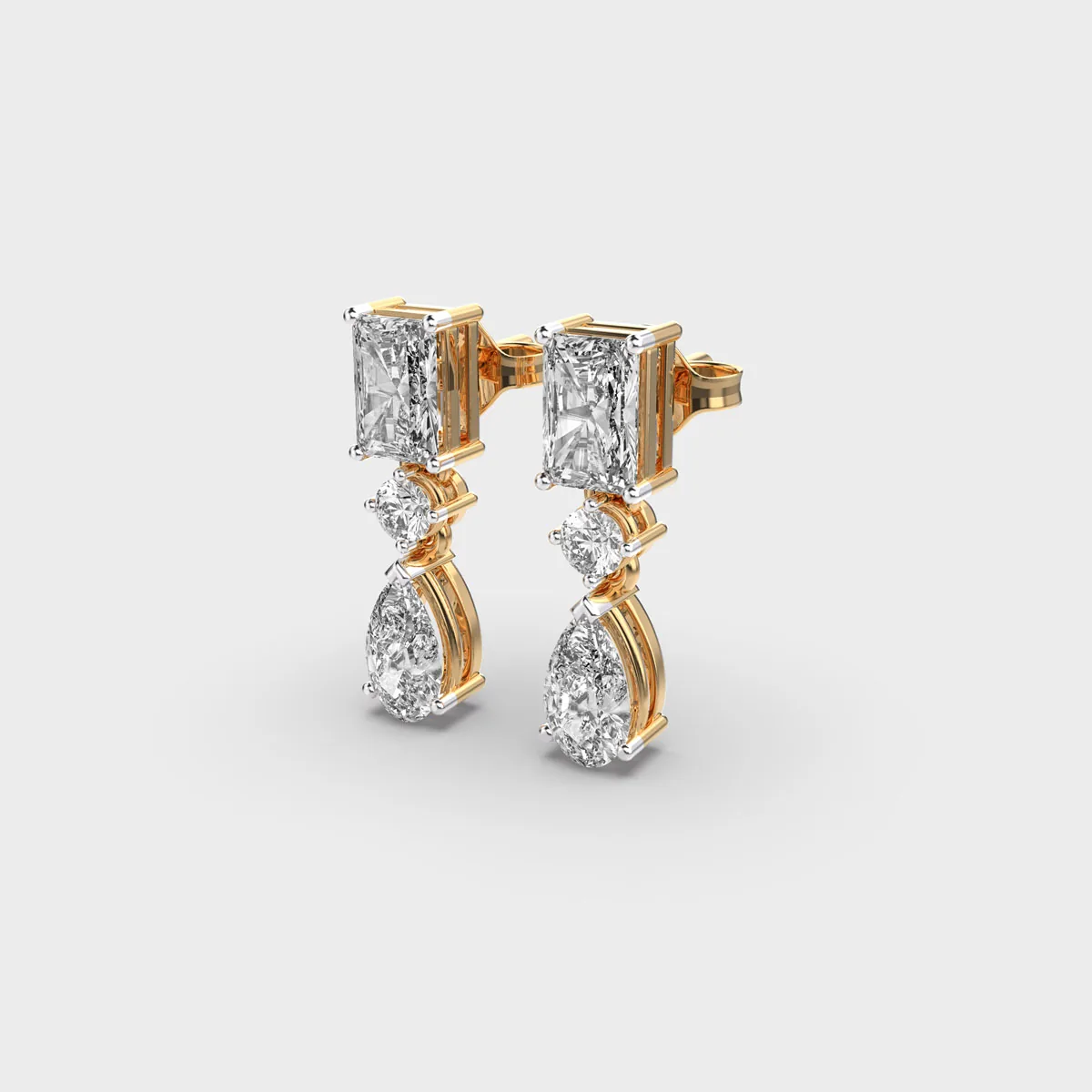 Minimal Wonder Pear Diamond Drop Earrings – alternate view
