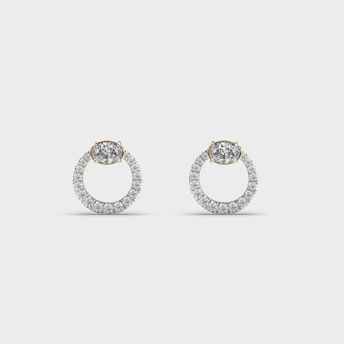 Open Circle Oval Crown Diamond Studs