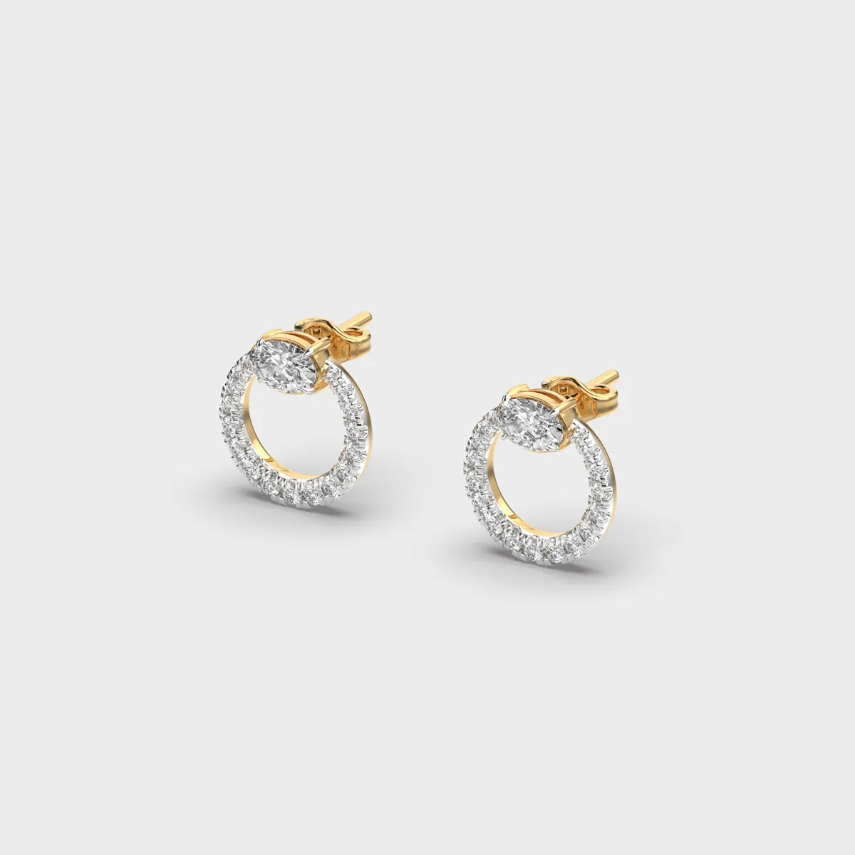 Open Circle Oval Crown Diamond Studs – alternate view