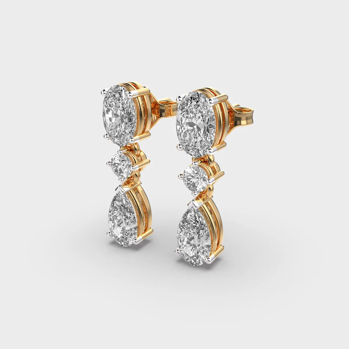 Pear Perfect Diamond Danglers – alternate view