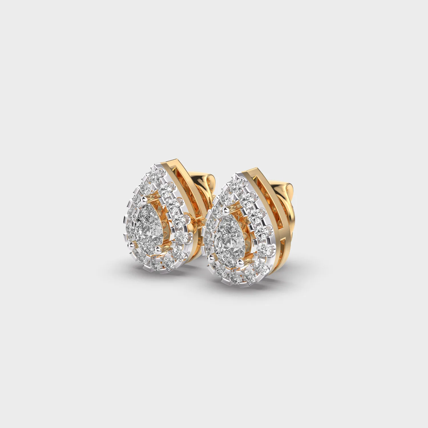 Peony Pear Cut Diamond Earrings – alternate view