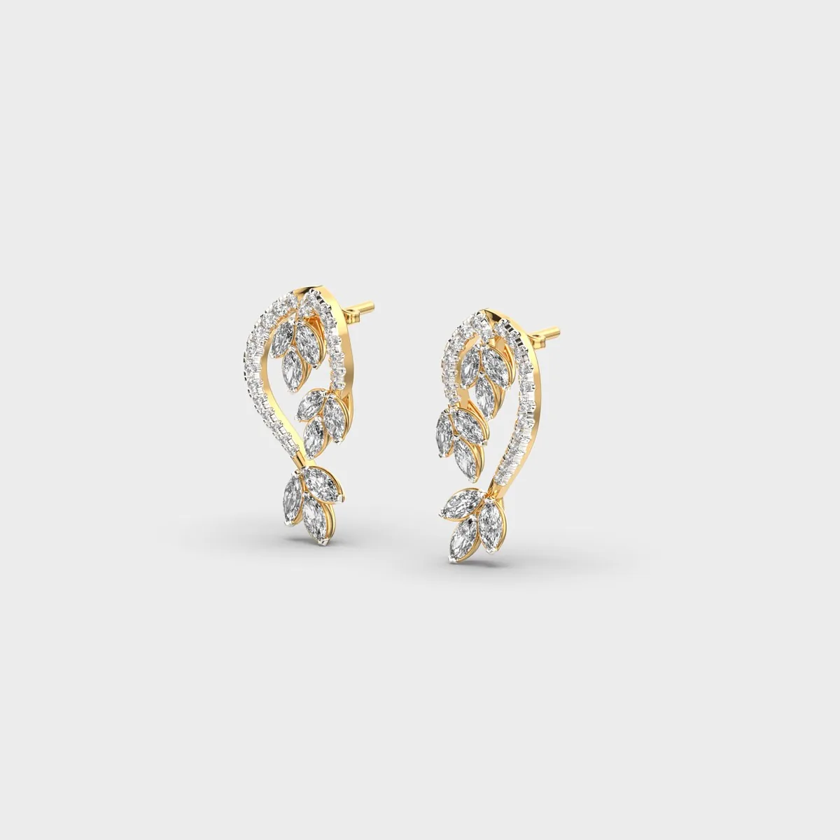 Petal Vine Diamond Earrings – alternate view