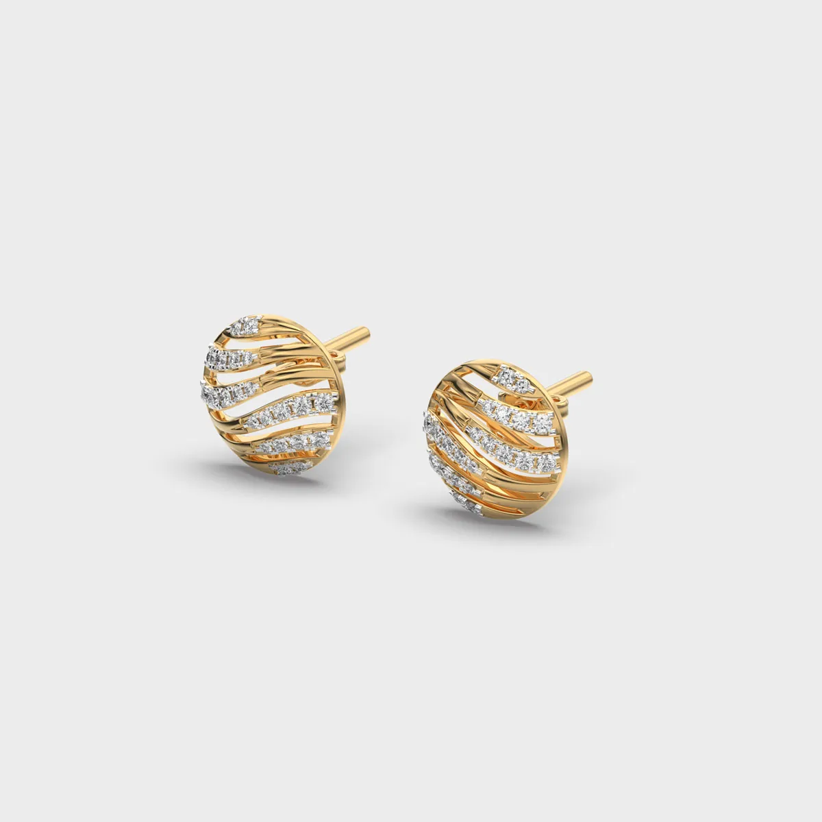 Rippling Wave Diamond Studs – alternate view