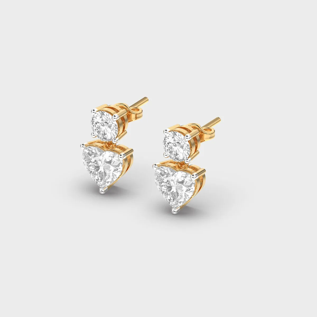 Round Heart Duo Diamond Drops – alternate view