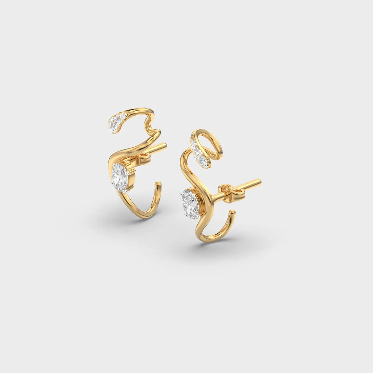 Serpentine Swirl Oval Diamond Studs – alternate view