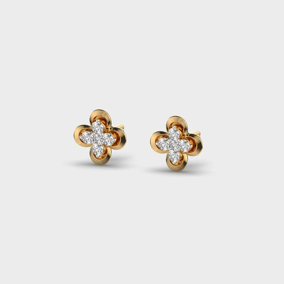Small Clover Diamond Ear Studs – alternate view