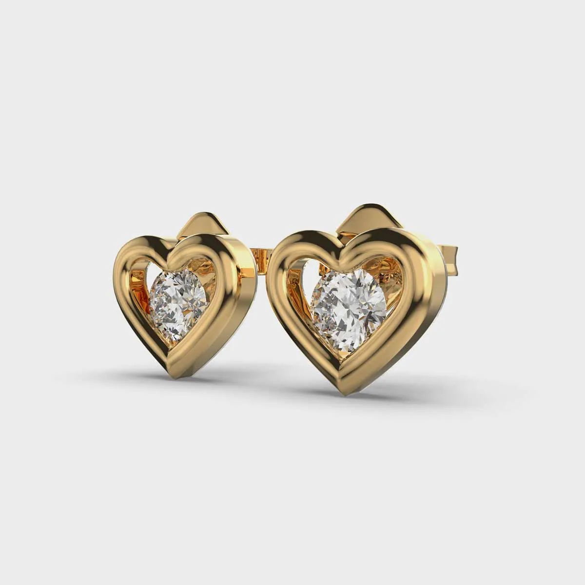 Solitaire In Heart Diamond Earstuds For Kids – alternate view