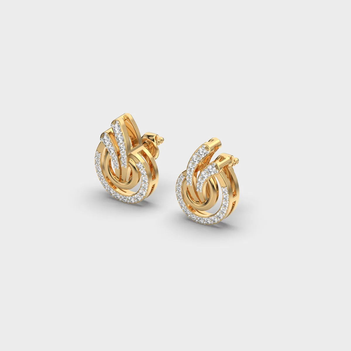 Spiral Loop Concentric Diamond Studs – alternate view