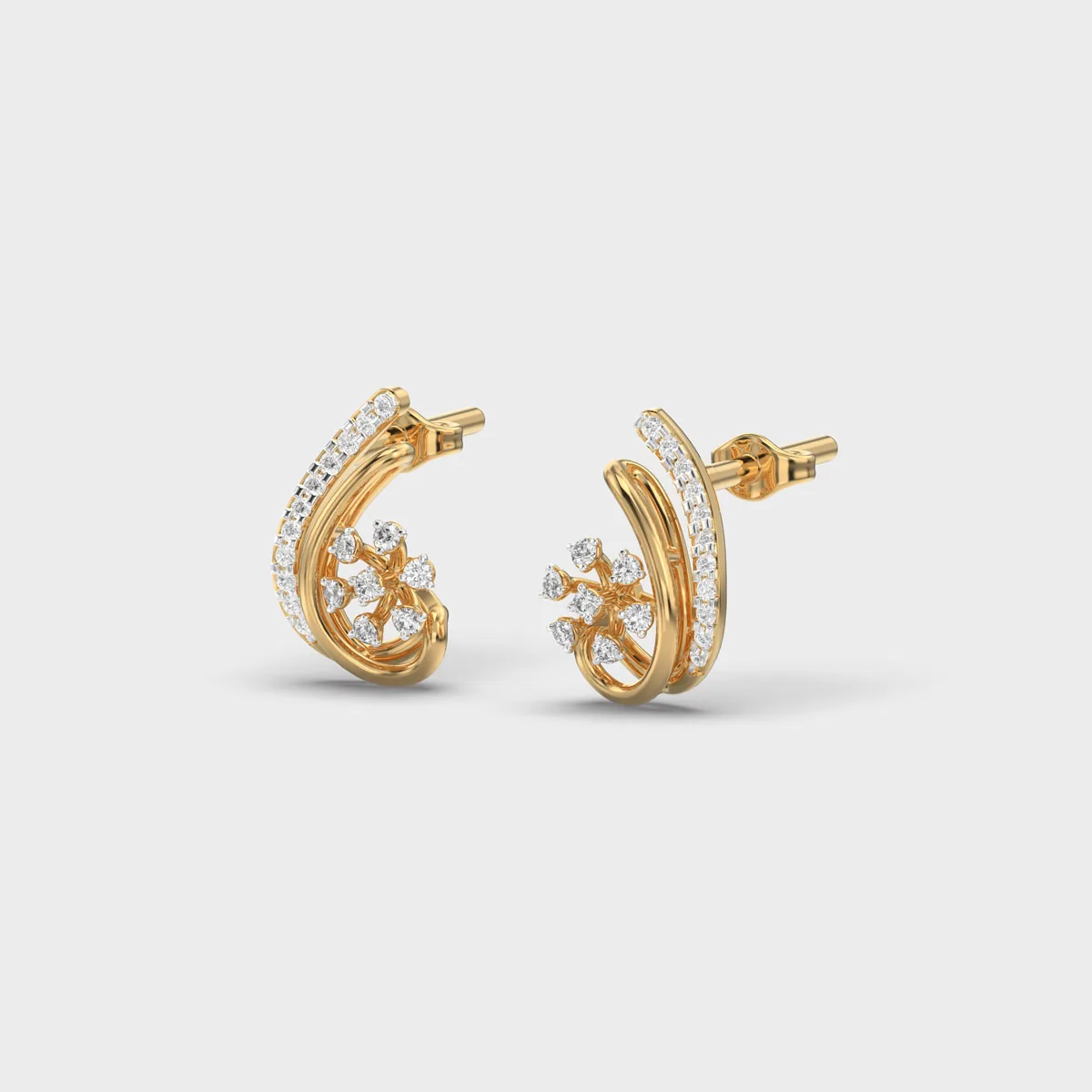 Starflower Swirl Diamond Studs – alternate view