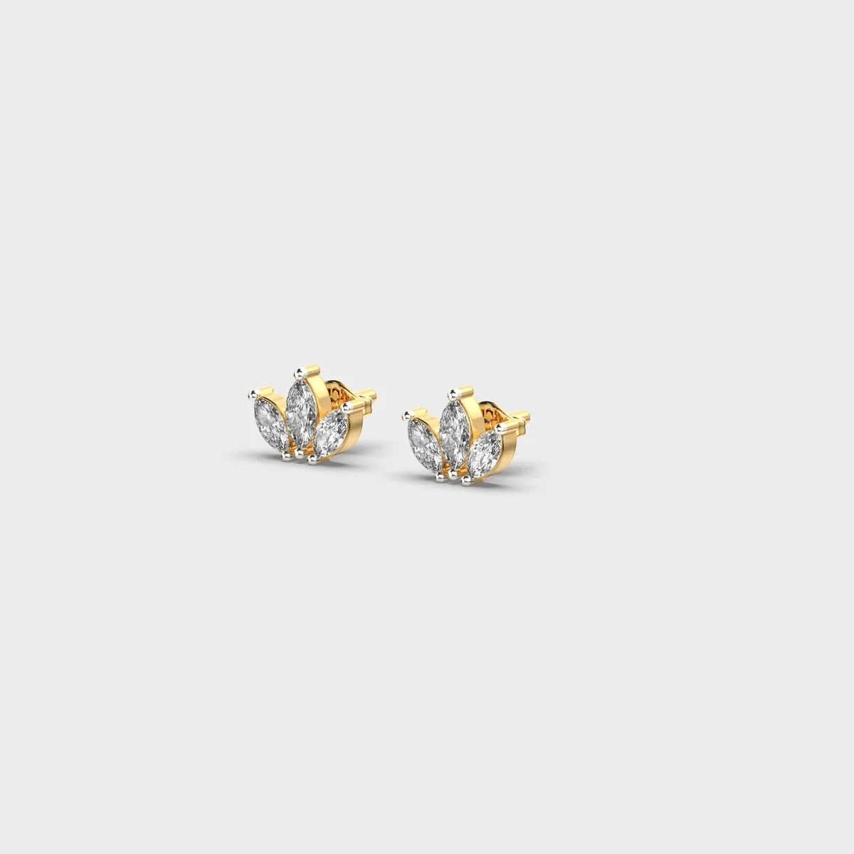 Three Petal Diamond Ear Studs – alternate view