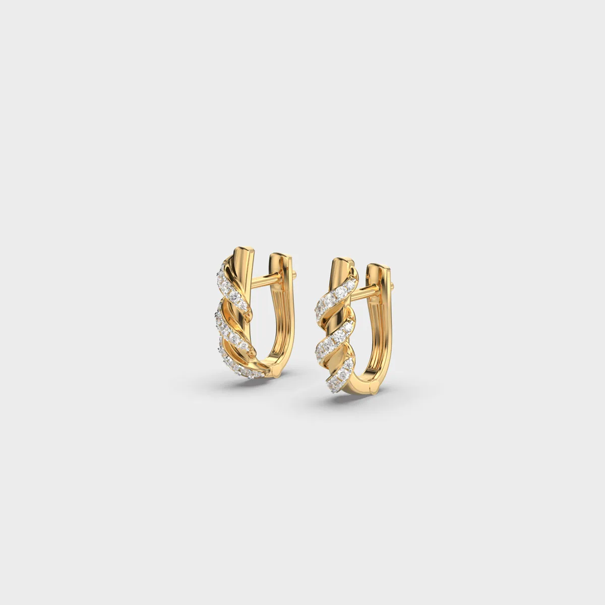 Twisted Bar Diamond Encrusted Earstuds – alternate view