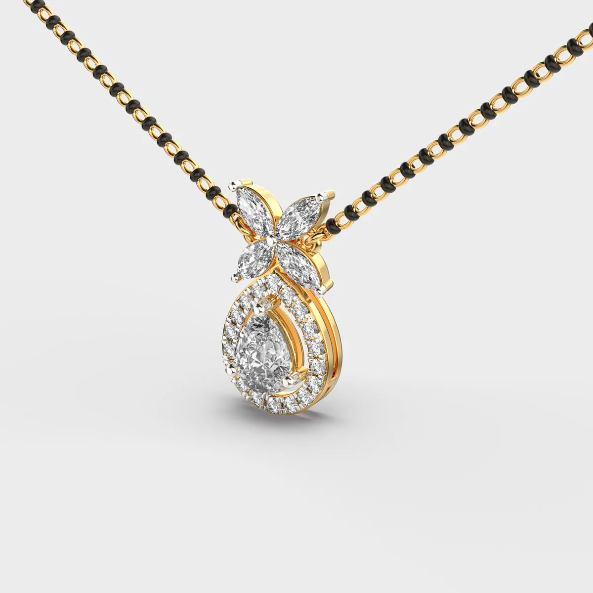 Blossom Teardrop Diamond Mangalsutra – alternate view