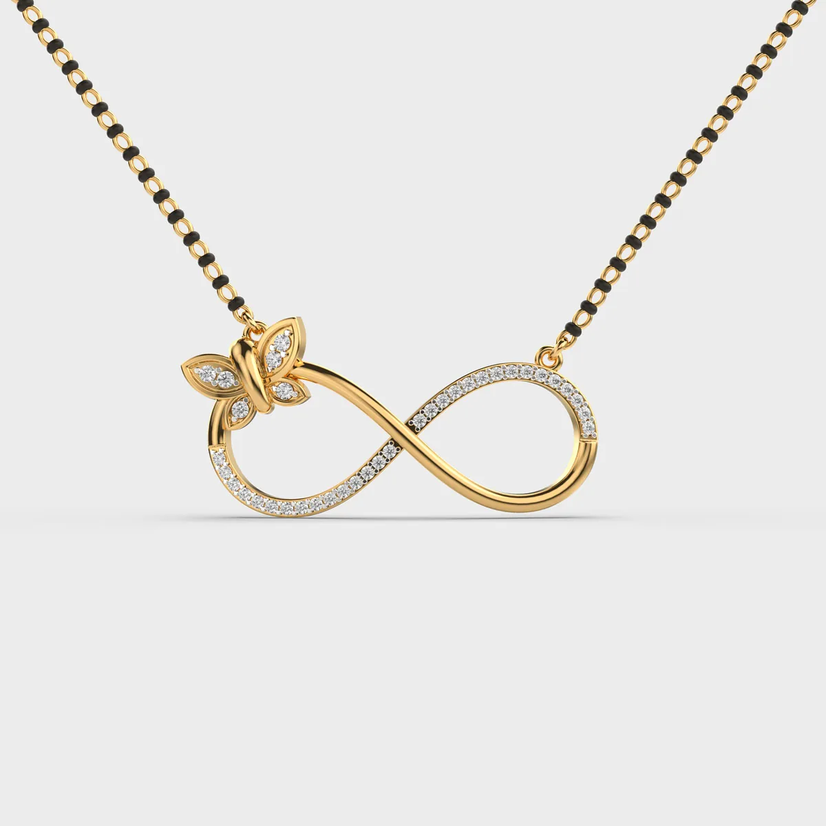 Butterfly Caught In Infinity Diamond Mangalsutra