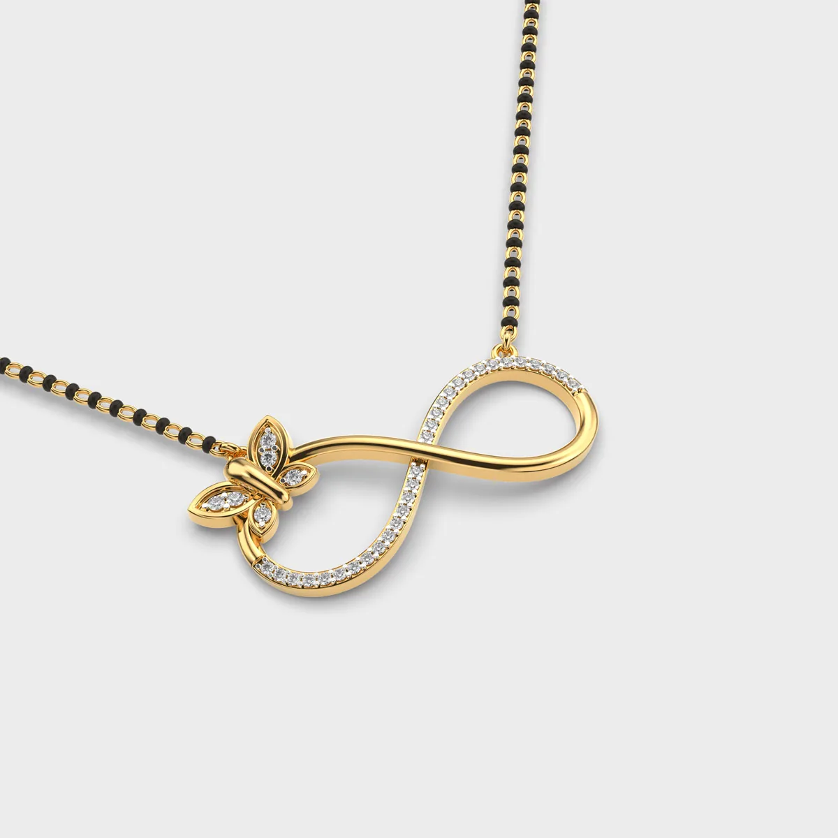 Butterfly Caught In Infinity Diamond Mangalsutra – alternate view