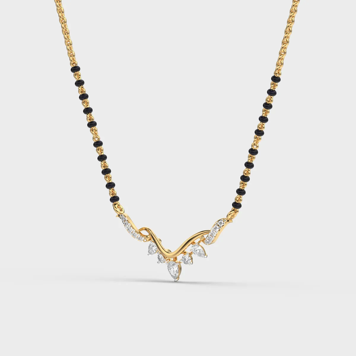 Chevron Curve Pear Fan Diamond Mangalsutra – alternate view