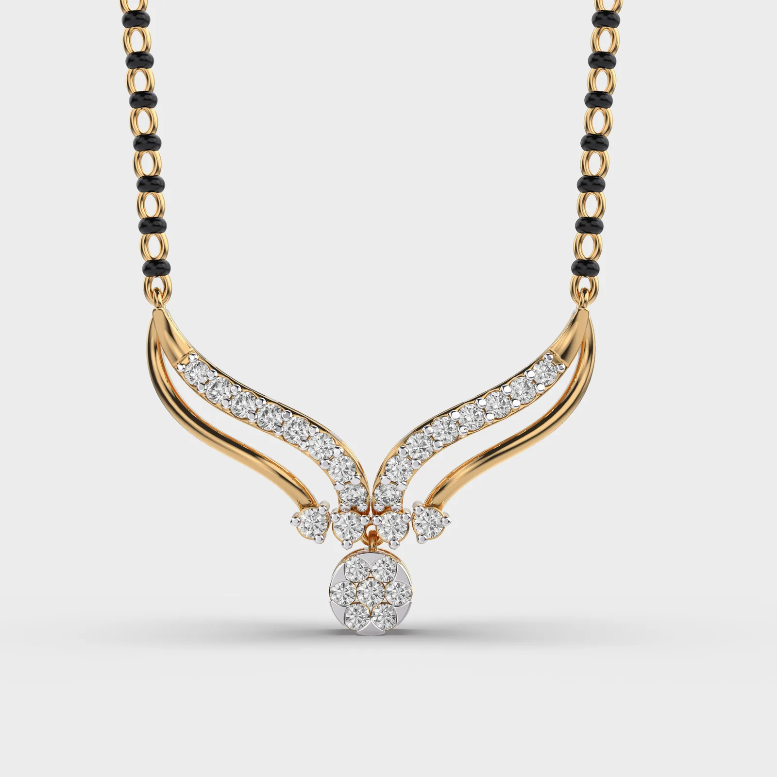 Chevron Floral Drop Diamond Mangalsutra